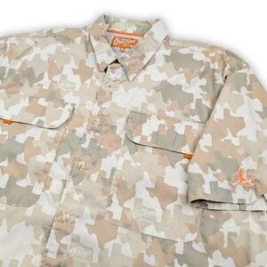 Old Tejas West Texas Tan Field Shirt Mens XL Camo Print Outdoors Fishing Utility